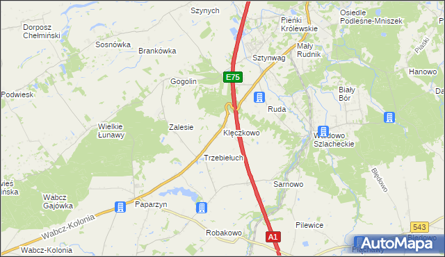 mapa Klęczkowo gmina Stolno, Klęczkowo gmina Stolno na mapie Targeo