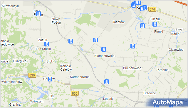 mapa Klementowice, Klementowice na mapie Targeo