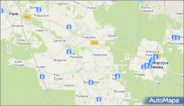 mapa Klepaczka gmina Wręczyca Wielka, Klepaczka gmina Wręczyca Wielka na mapie Targeo