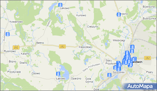 mapa Klępczewo, Klępczewo na mapie Targeo