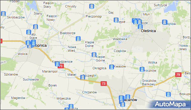 mapa Klępie Górne, Klępie Górne na mapie Targeo