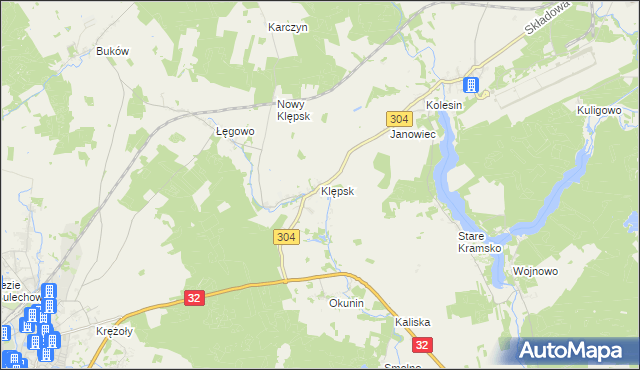 mapa Klępsk, Klępsk na mapie Targeo