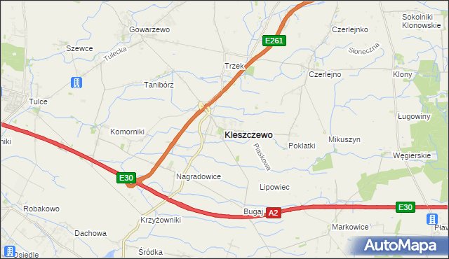 mapa Kleszczewo powiat poznański, Kleszczewo powiat poznański na mapie Targeo