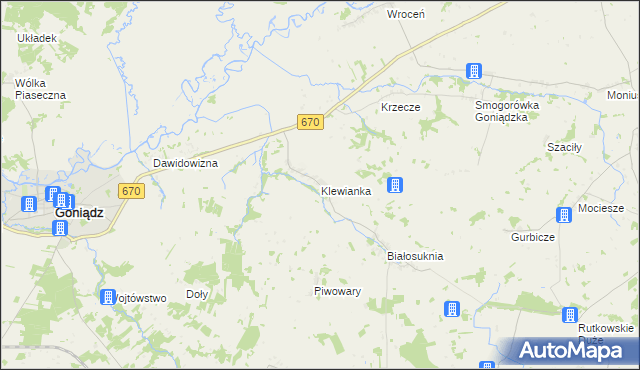 mapa Klewianka, Klewianka na mapie Targeo