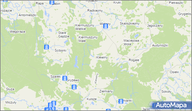 mapa Klewiny, Klewiny na mapie Targeo