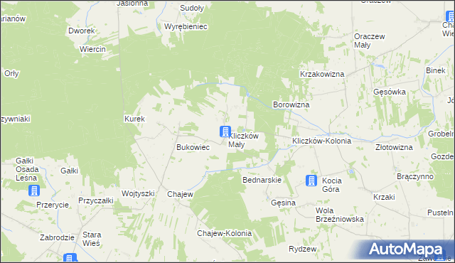 mapa Kliczków Mały, Kliczków Mały na mapie Targeo