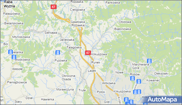 mapa Klikuszowa, Klikuszowa na mapie Targeo