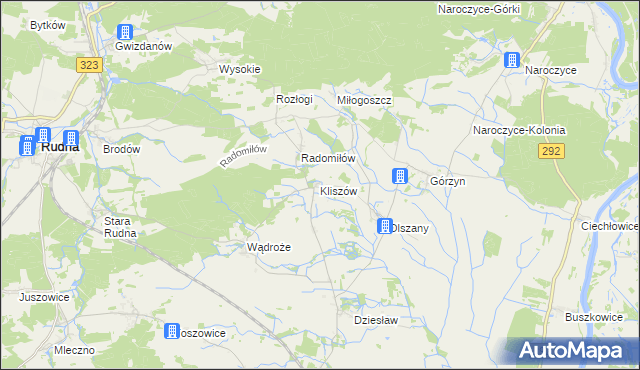 mapa Kliszów gmina Rudna, Kliszów gmina Rudna na mapie Targeo