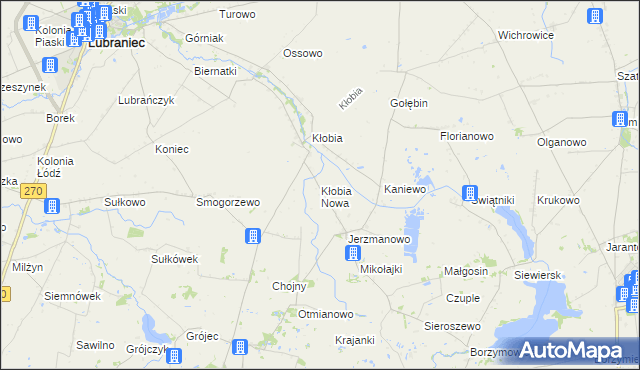 mapa Kłobia Nowa, Kłobia Nowa na mapie Targeo