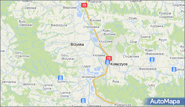 mapa Kłodawa gmina Brzyska, Kłodawa gmina Brzyska na mapie Targeo