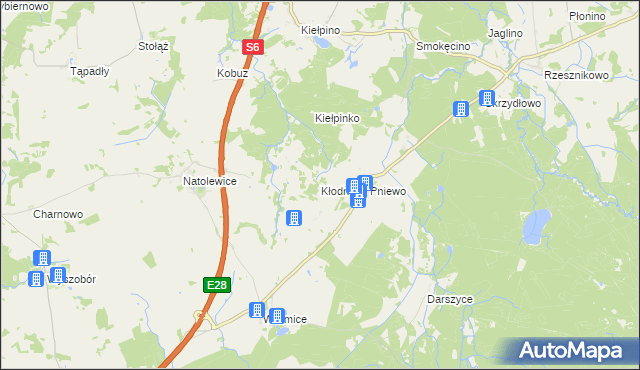 mapa Kłodno gmina Płoty, Kłodno gmina Płoty na mapie Targeo