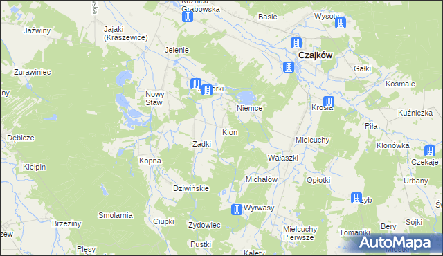 mapa Klon gmina Czajków, Klon gmina Czajków na mapie Targeo