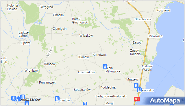 mapa Klonówek, Klonówek na mapie Targeo