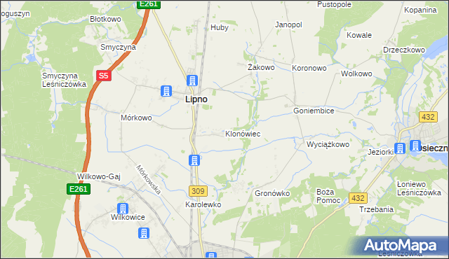 mapa Klonówiec, Klonówiec na mapie Targeo