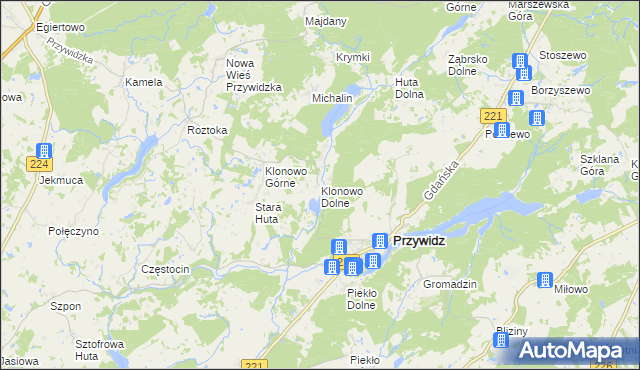 mapa Klonowo Dolne, Klonowo Dolne na mapie Targeo