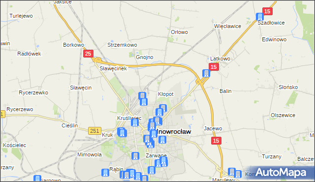 mapa Kłopot gmina Inowrocław, Kłopot gmina Inowrocław na mapie Targeo