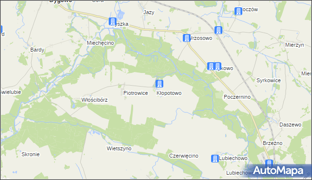 mapa Kłopotowo gmina Dygowo, Kłopotowo gmina Dygowo na mapie Targeo