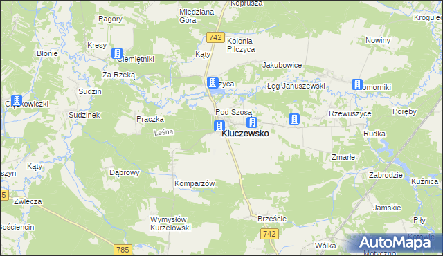 mapa Kluczewsko, Kluczewsko na mapie Targeo