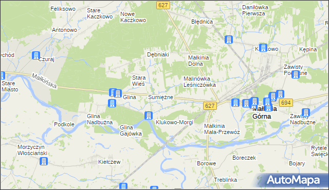 mapa Klukowo gmina Małkinia Górna, Klukowo gmina Małkinia Górna na mapie Targeo