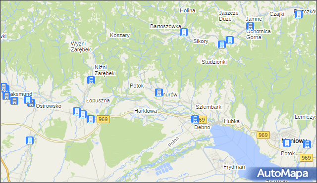 mapa Knurów gmina Nowy Targ, Knurów gmina Nowy Targ na mapie Targeo