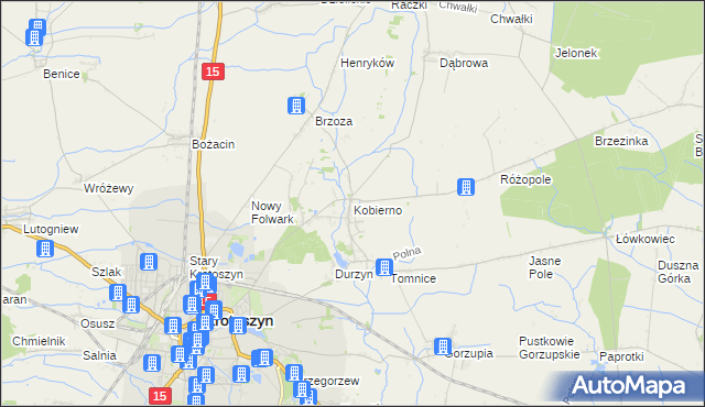 mapa Kobierno gmina Krotoszyn, Kobierno gmina Krotoszyn na mapie Targeo