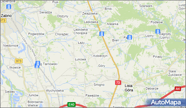 mapa Kobierzyn gmina Lisia Góra, Kobierzyn gmina Lisia Góra na mapie Targeo