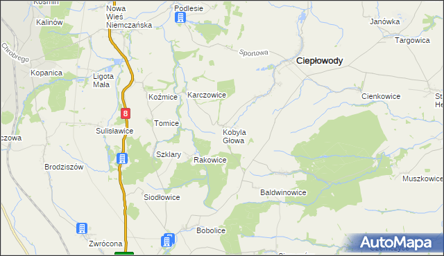 mapa Kobyla Głowa, Kobyla Głowa na mapie Targeo