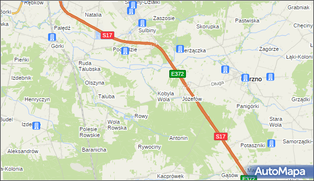 mapa Kobyla Wola, Kobyla Wola na mapie Targeo