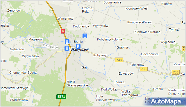 mapa Kobylany gmina Skaryszew, Kobylany gmina Skaryszew na mapie Targeo