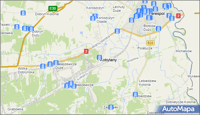 mapa Kobylany gmina Terespol, Kobylany gmina Terespol na mapie Targeo