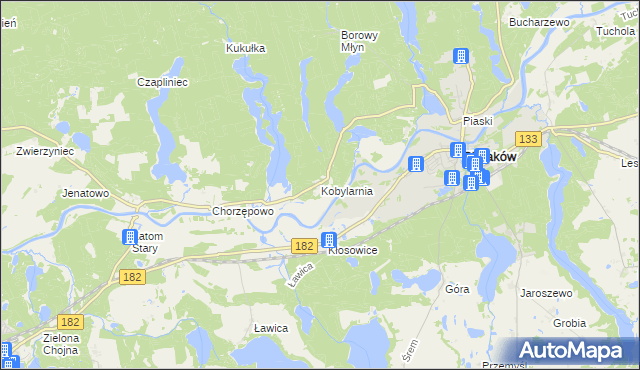 mapa Kobylarnia gmina Sieraków, Kobylarnia gmina Sieraków na mapie Targeo