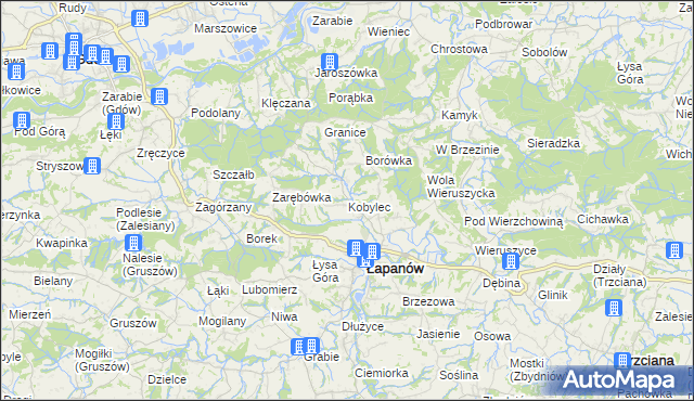 mapa Kobylec gmina Łapanów, Kobylec gmina Łapanów na mapie Targeo