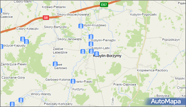 mapa Kobylin-Borzymy, Kobylin-Borzymy na mapie Targeo