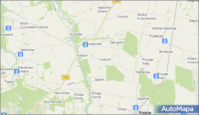 mapa Kobylin gmina Rogów, Kobylin gmina Rogów na mapie Targeo