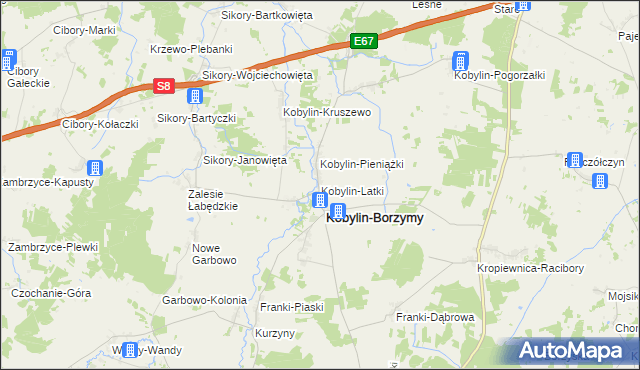 mapa Kobylin-Latki, Kobylin-Latki na mapie Targeo