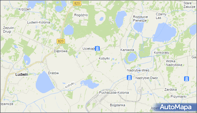 mapa Kobyłki gmina Ludwin, Kobyłki gmina Ludwin na mapie Targeo