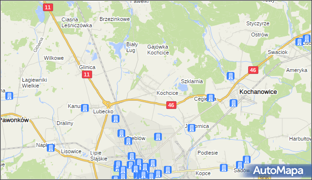 mapa Kochcice, Kochcice na mapie Targeo