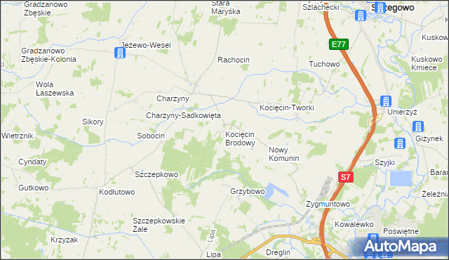 mapa Kocięcin Brodowy, Kocięcin Brodowy na mapie Targeo