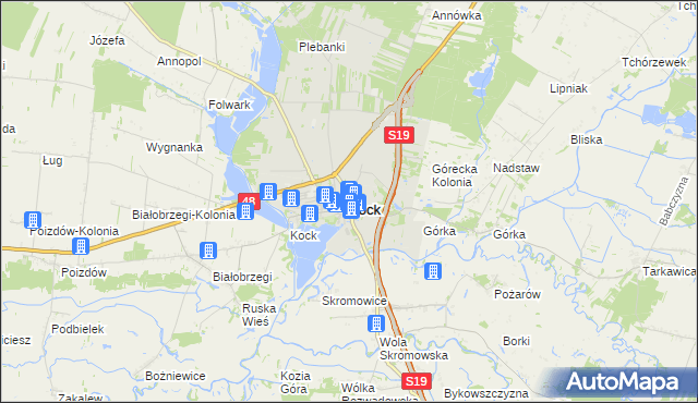 mapa Kock powiat lubartowski, Kock powiat lubartowski na mapie Targeo