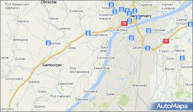 mapa Koćmierzów, Koćmierzów na mapie Targeo