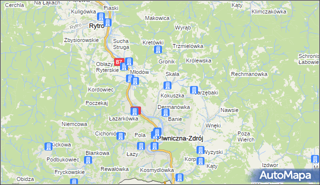 mapa Kokuszka, Kokuszka na mapie Targeo