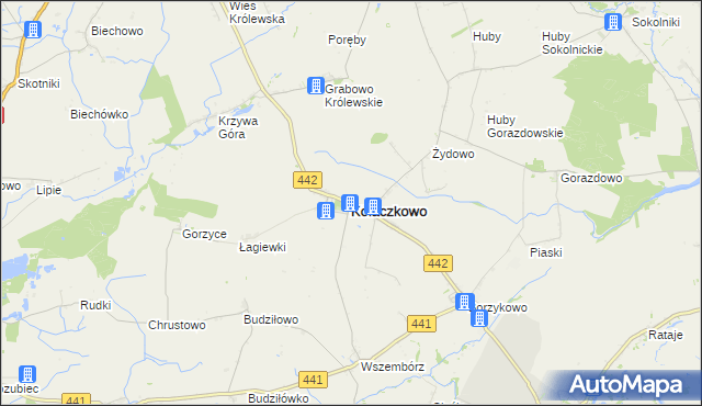 mapa Kołaczkowo powiat wrzesiński, Kołaczkowo powiat wrzesiński na mapie Targeo