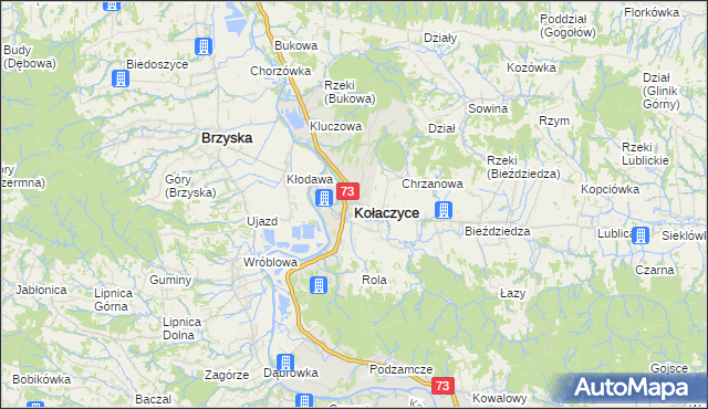 mapa Kołaczyce, Kołaczyce na mapie Targeo