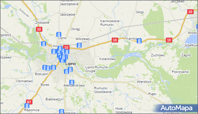 mapa Kolankowo gmina Lipno, Kolankowo gmina Lipno na mapie Targeo