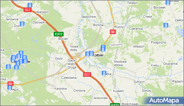 mapa Kołbiel, Kołbiel na mapie Targeo