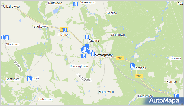 mapa Kołczygłowy, Kołczygłowy na mapie Targeo