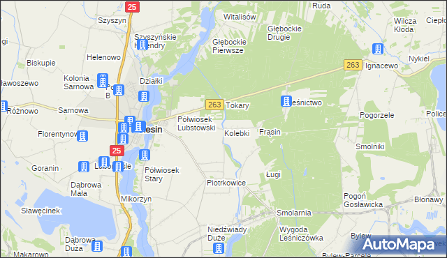 mapa Kolebki, Kolebki na mapie Targeo