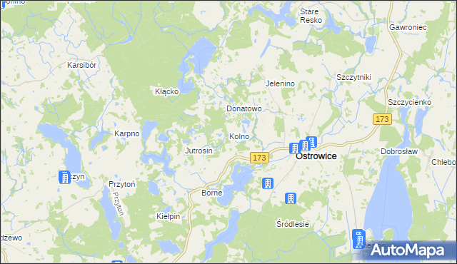 mapa Kolno gmina Ostrowice, Kolno gmina Ostrowice na mapie Targeo