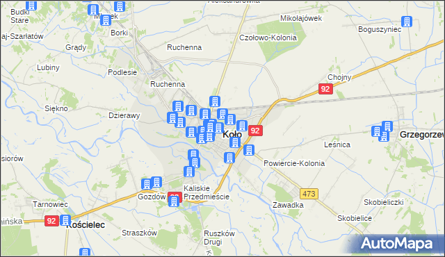 mapa Koło, Koło na mapie Targeo