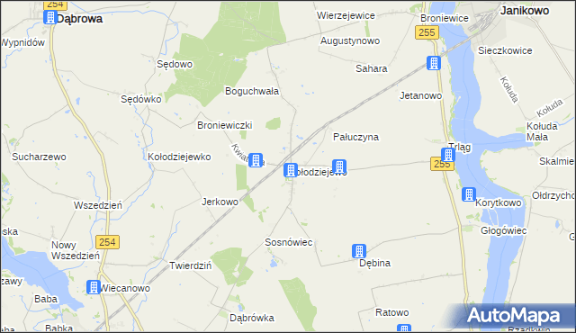 mapa Kołodziejewo, Kołodziejewo na mapie Targeo